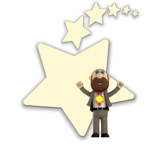 Gerald Linnenbringer celebrating in front of stars