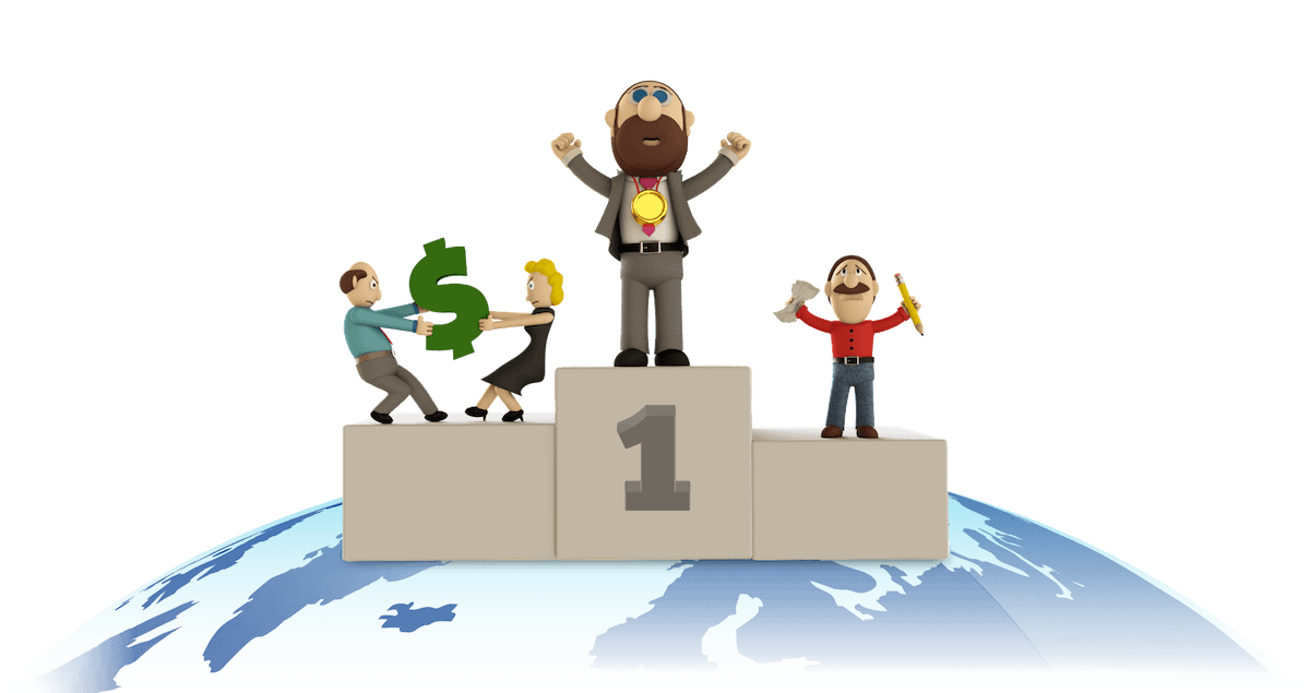 Gerald Linnenbringer standing on podium winning gold medal