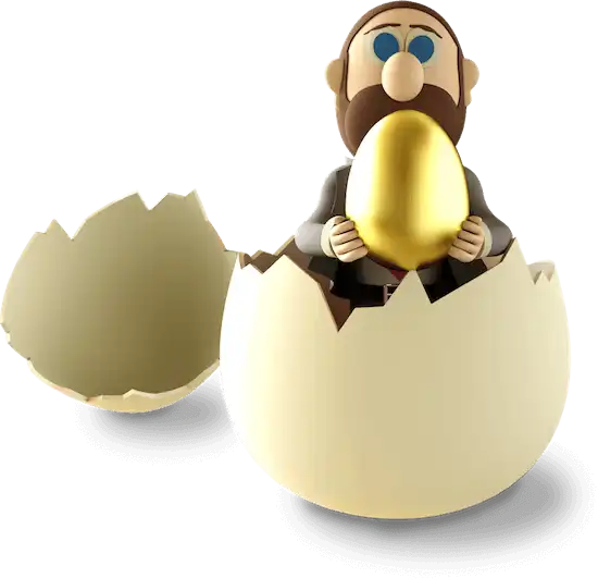 Divorce lawyer holding golden egg