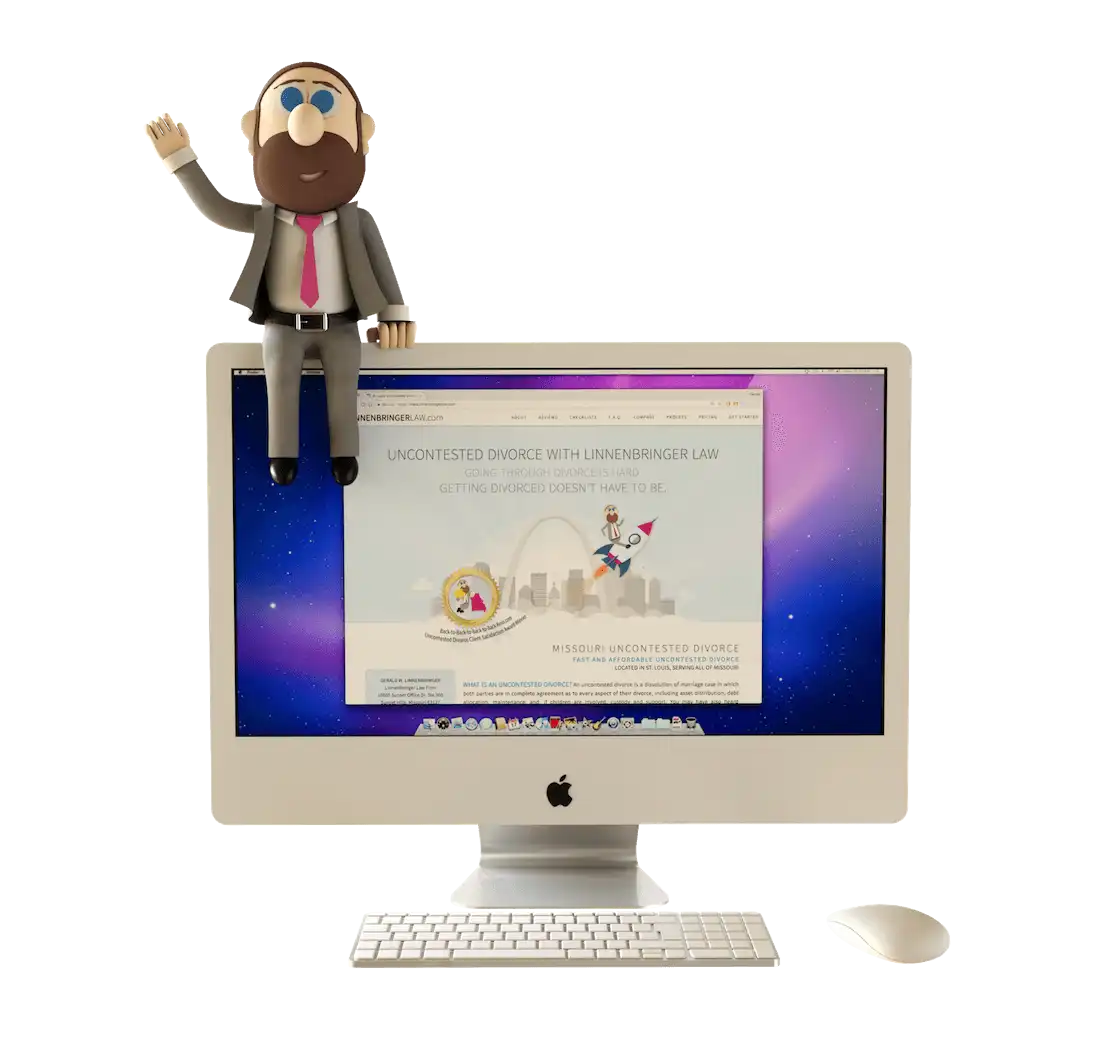 Divorce lawyer sitting on an iMac